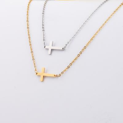 China 2021 Lead Free Nickel Free Newest Arrival Gold Plated 316L Stainless Steel Christian Cross Choker Necklace for sale