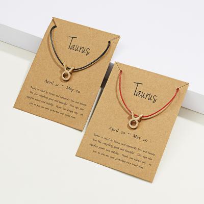 China CLASSIC Hot Selling Handmade Zodiac Bracelet Red Rope 12 Couples Signs 12 Constellations Pendants Bracelet for sale