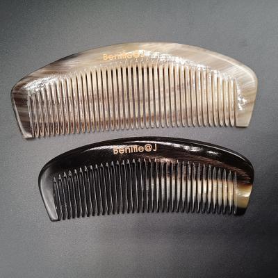 China Comfortable+health Horn Natural Grain Laser Logo Custom Pocket Beard Shaping Comb For Men for sale