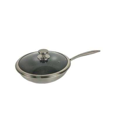 China Sustainable Newest Design Top Quality 3triply Stainless Steel Wok With Lid for sale