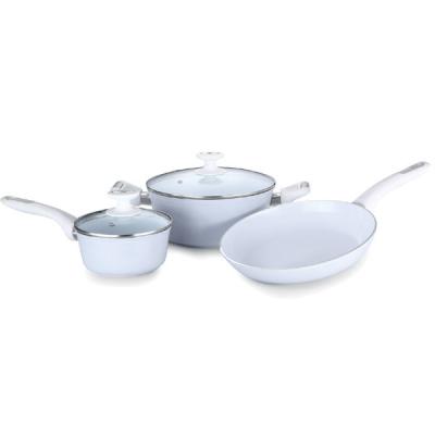 China Sustainable New Style Forged Ceramic Coating Aluminum White Cookware Sets for sale