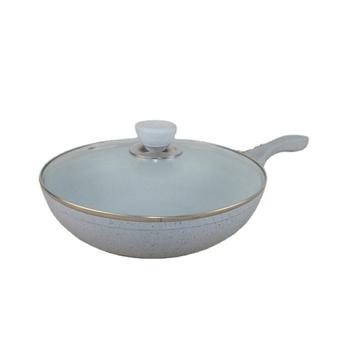 China Sustainable hot popular aluminum forged samll marble wok for sale