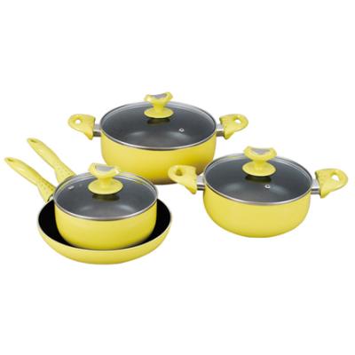 China Ceramic Coating Durable Soft Kitchen Nonstick Handle Die Cast Aluminum Pots Set Cookware for sale