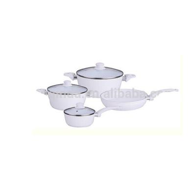 China Fat Free Porcelain Frying Pan Cookware Set Viable for sale