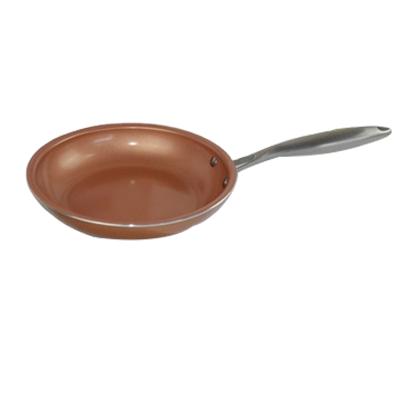 China Sustainable Promotion Copper Coating Ceramic Electric Frying Pan / TV Pan With Cast Steel Handle for sale