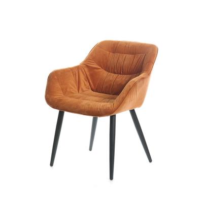 China Environment Friendly Dining Chair Black Legs Orange Upholestered Modern Hotel Dining Chair Luxury Fabric Minimalist for sale