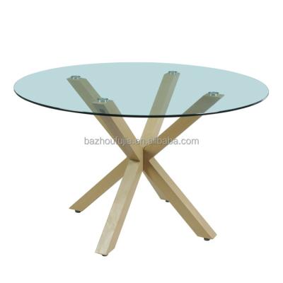 China Unique Simplicity Dining Table Sets Wooden Round White Glass Dining Table Set People To Save Space for sale