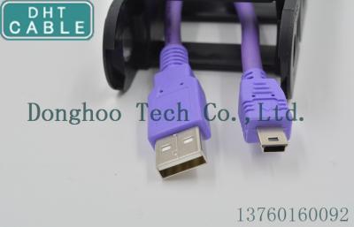 China A to Mini B  Drag Chain Camera USB Cable , Full Shielded USB 2.0 cable In Violet Color for sale