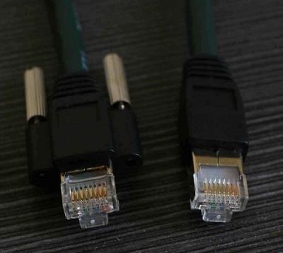 China Black or Custom GigE CAT6 S/STP 1x Screw Lock Horizontal Gigabit Ethernet Cable 3 m for sale