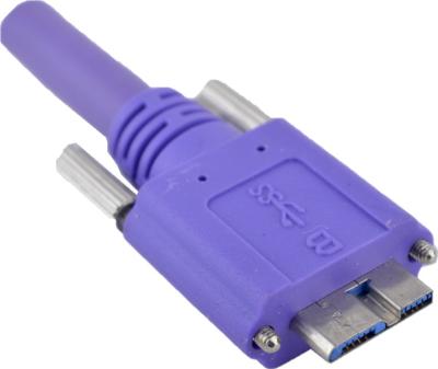 China Cabo flexível do micro B de USB 3,0 com USB que trava o conector violeta de 3 m à venda