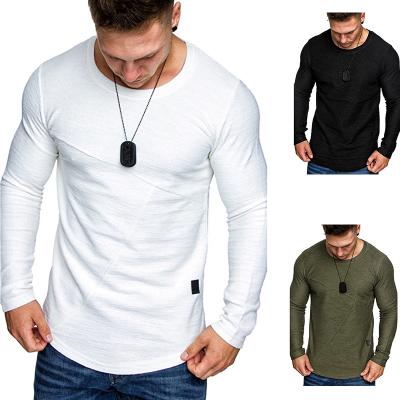 China Wholesale European men's long sleeve men's plus size solid color T-shirt round neck sweater for sale