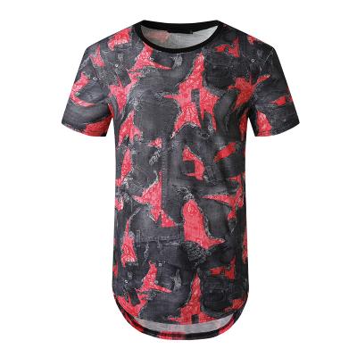 China Anti-pilling Men's Short Sleeve T-shirt Round Neck Camouflage Printed Sports T-shirt European Casual Vest for sale