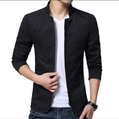 China 2020 Spring New Men's Business Long Sleeve Jacket Fashion Breathable Slim Stand Collar Cotton Casual Big Coat for sale