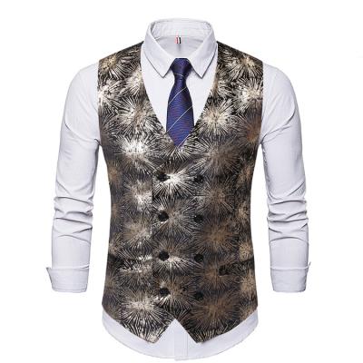 China Golden Printing Casual Smart Vest Mens Stage Face Anti-Wrinkle Men's Vest Cross Wholesale for sale