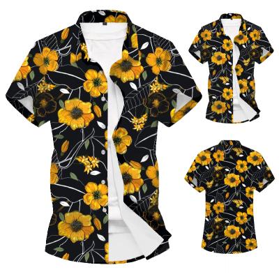 China Plus Size 2020 Summer Men's New Short Shirt Men's Big Sleeve Beach Flower Shirt Foreign Trade Casual Men's Wear for sale