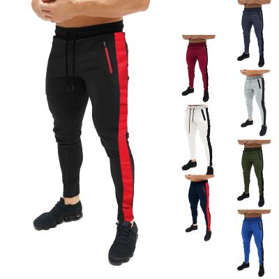 China 2020 European Men's Breathable Slim Fit Pantyhose With Drawstring And Open Pocket Design Men's Vertical Fitness Pants for sale