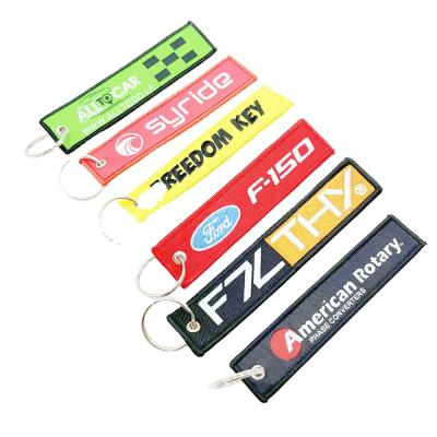 China Promotion Fabric Patch Keychain Keyring Label Embroidery Gift Customized Custom Woven Key Chain Customized Woven Key Chain for sale