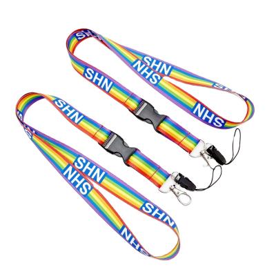 China Free Sample ID Card No Lanyard Personalized silkscreen sublimation heat nylon short lanyards for sale