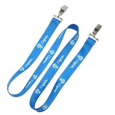 China Popular Double Bulldog Clip Heat Transfer Lanyard No Min Quantity Key Chain Lanyard for sale