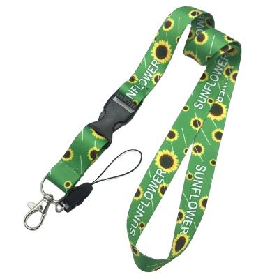 China Amazon Popular Hot Sale Sunflower Heat Sublimation Badge Lanyard ID Card Holder Lanyard for sale