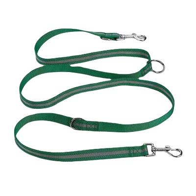 China Viable Soft Colorful Nylon Logo Cord Dog Leash Custom Printing Two Padded Handle Hands Products Gift Cheapest for sale