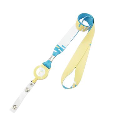 China Popular high quality wholesale custom sublimation polyester logo plastic retractable lanyard for sale