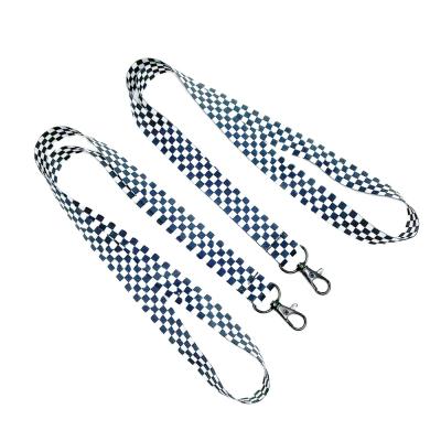 China Popular simple fashion printed black and white checkered rope neck strap lanyard for mobile phone for sale