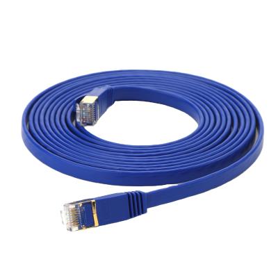 China Telecommunication 3ft 1m Shield FFTP 32awg 7*0.08mm Shield Rj45 Network Cable CAT7 Short Thin Dual Flat Cable for sale