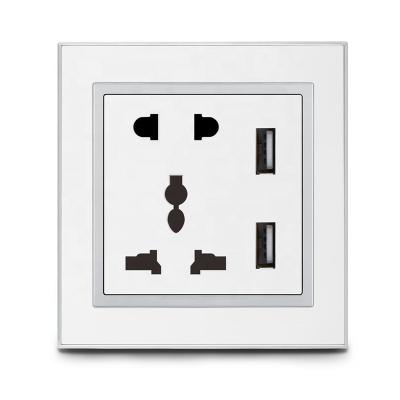 China Universal Electrical Dual Usb Wall Outlet AC 110-250v Usb Wall Charger Dock Station Outlet Panel Plate With Switch A1-S21 for sale