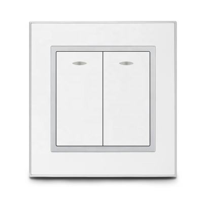 China Wholesale White And Gold A1-S British Style Dual 2 Gang Light Switch Wall Electrical Switch for sale