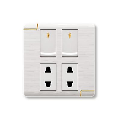 China Convenient Electrical Switch 2023 New 2 Gang 1 Way / 2 Gang 2 Way Residential / Multipurpose Light Switch With Plug for sale