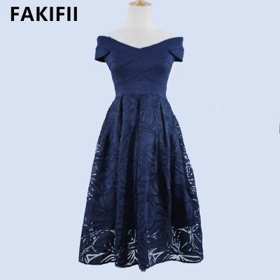 China Navy Floral Maxi Dress Ladies Casual Fashion Women Summer Dress Fakifii Anti-wrinkle Short Sleeve Female Prom Dresses for sale