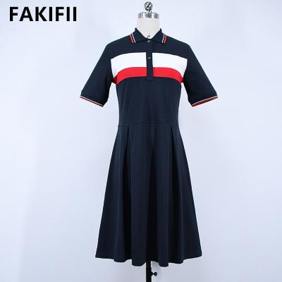 China Lady Casual Patchwork Casual Sporty Polo Dress Summer Top Factory Price Breathable Cost Effective Women Clothing for sale