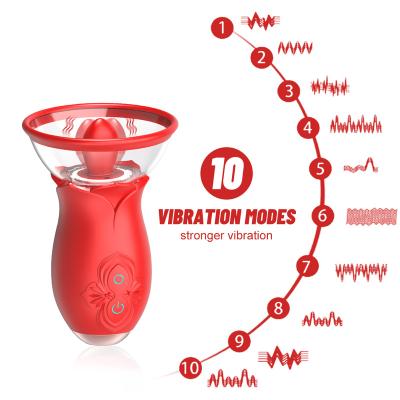 China 10 Tongue Vibrations+3 Sucking Modes Women Vibrator Hot Sale Adult Sex Toys Rose Tongue 10 Vibration And 3 Sucking Modes Rose Vibrator For Women for sale