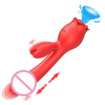 China 10 Modes+3 Rabbit Telescopic Vibrating Sucking Vibrator 10 Frequency Telescopic Sucking Vibrator 5 2 in 1 Pink Vibrators for Women Dildos for Women Female Sex Toys for sale