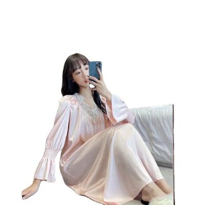 China Wholesale QUICK DRY Women's Home Nightgown Set Sleepwear Women's Girly Satin Lingerie for sale