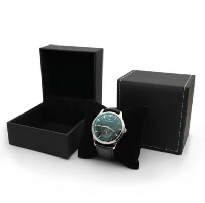 China Simple Black Leather Luxury Gift PU Leather Watch Box For Men With Paper Bag for sale