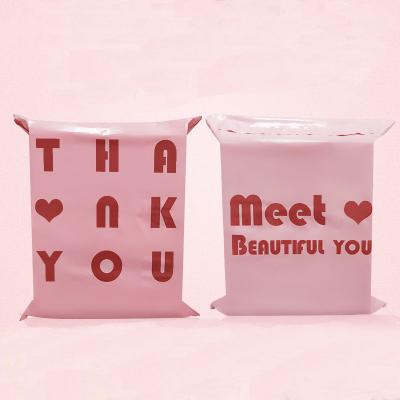 China Security Thank You Pink Messenger Bag Thick Waterproof Logistics Packaging Plastic Thank You Bags for sale