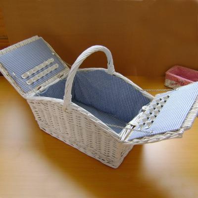 China China willow picnic basket with fabric and leather for sale