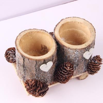 China Handmade Wooden Candle Holder Garden Candle Holder Crafts for sale