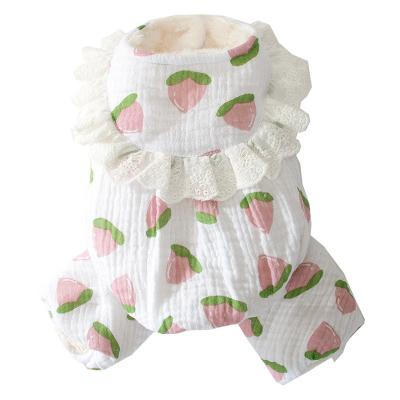 China Viable autumn and winter thickened warm soft small and medium cat dogs strawberry belly protection quadruped clothes for sale