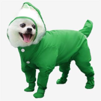 China Viable Small Dogs Raincoat Transparent Wide Brim Hat Windproof Transparent Pet Dog Raincoat All-Pack Foot Design Small Raincoat for sale