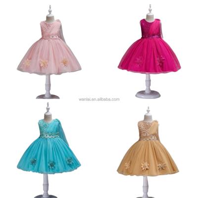 China Anti-wrinkle Girls Dresses Designs Kids Flower Fancy Fluffy Baby Princess Girls Dress Dresses for sale