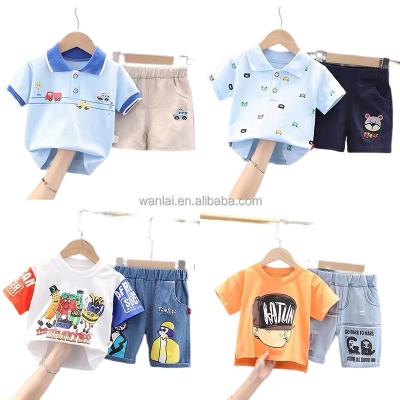 China Casual Summer Kids Clothes Sets Short Sleeve T-shirt+Short Pants Cotton Cartoon Sports Suits for sale