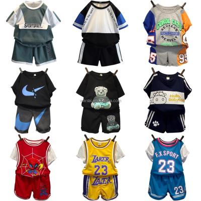 China Wholesale Casual Summer Boys Girls Printed T-shirt Shorts Shorts Casual Set Cotton Children's Suits for sale