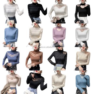 China Wholesale Anti Shrink Sweater Ladies Sweater Long Sleeve Knitwear Girls Knitted Women's Stretch Sweaters for sale