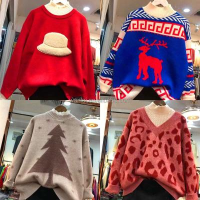 China New Autumn/Winter Long Sleeve Anti-Shrink Custom Design 2022 Women Christmas Sweater Christmas Theme Knitted Holiday Sweater Girls Pull for sale