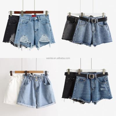 China Newest Lady Breathable Wholesale Casual Summer Zipper Fly Ripped Denim Shorts Women's Short Jeans for sale