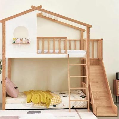 China Modern Strong And Soft Smooth Ladder Loft Loft Modern Indoor Wooden Bed With Slide For Your Darling Children for sale