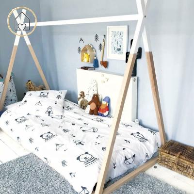 China Prettyy modern little girls and pine row solid single size color gray teepee bed for sale for sale